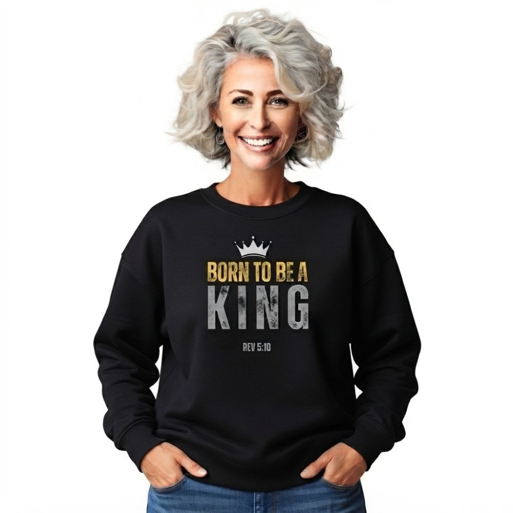 The Two Shall Be One Ministry-Fashion-BORN TO BE A KING-Women's Sweatshir-Black-00