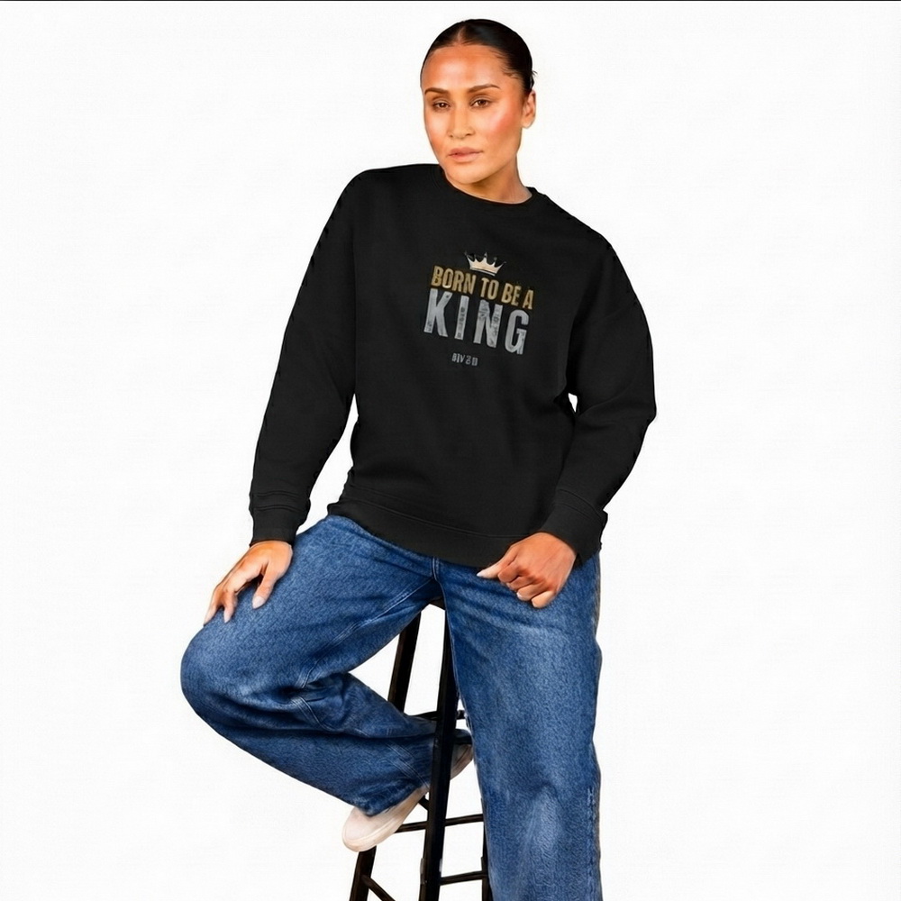 The Two Shall Be One Ministry-Fashion-BORN TO BE A KING-Women's Sweatshir-Black-001