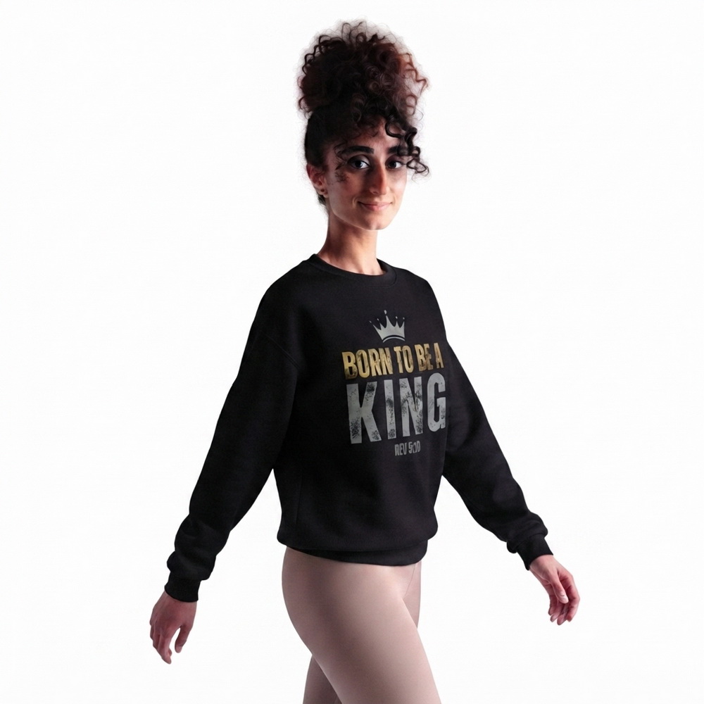 The Two Shall Be One Ministry-Fashion-BORN TO BE A KING-Women's Sweatshir-Black-003