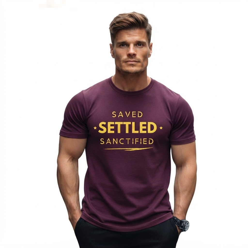 The Two Shall Be One Ministry-Fashion-SAVED SETTLED SANCTIFIED-T-Shirt-Purple-001 The Two Shall Be One Ministry-Fashion-SAVED SETTLED SANCTIFIED-T-Shirt-Purple-001