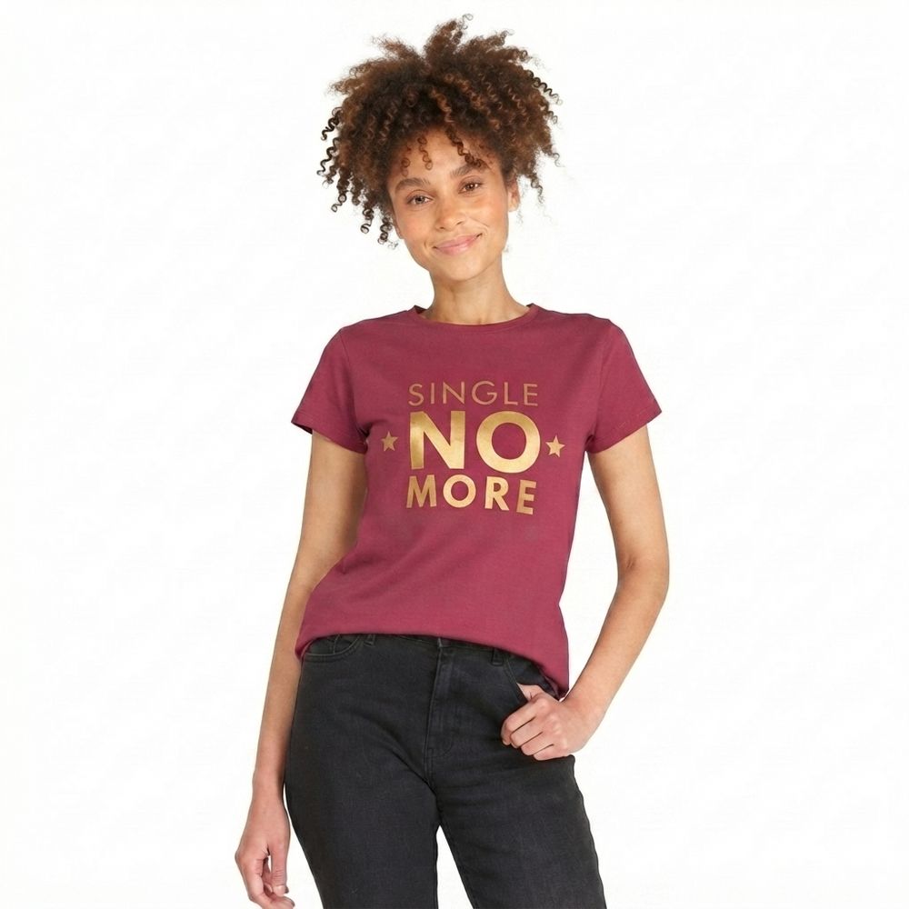 The Two Shall Be One Ministry-Fashion-SINGLE NO MORE- Women's T-Shirt-Wine-015